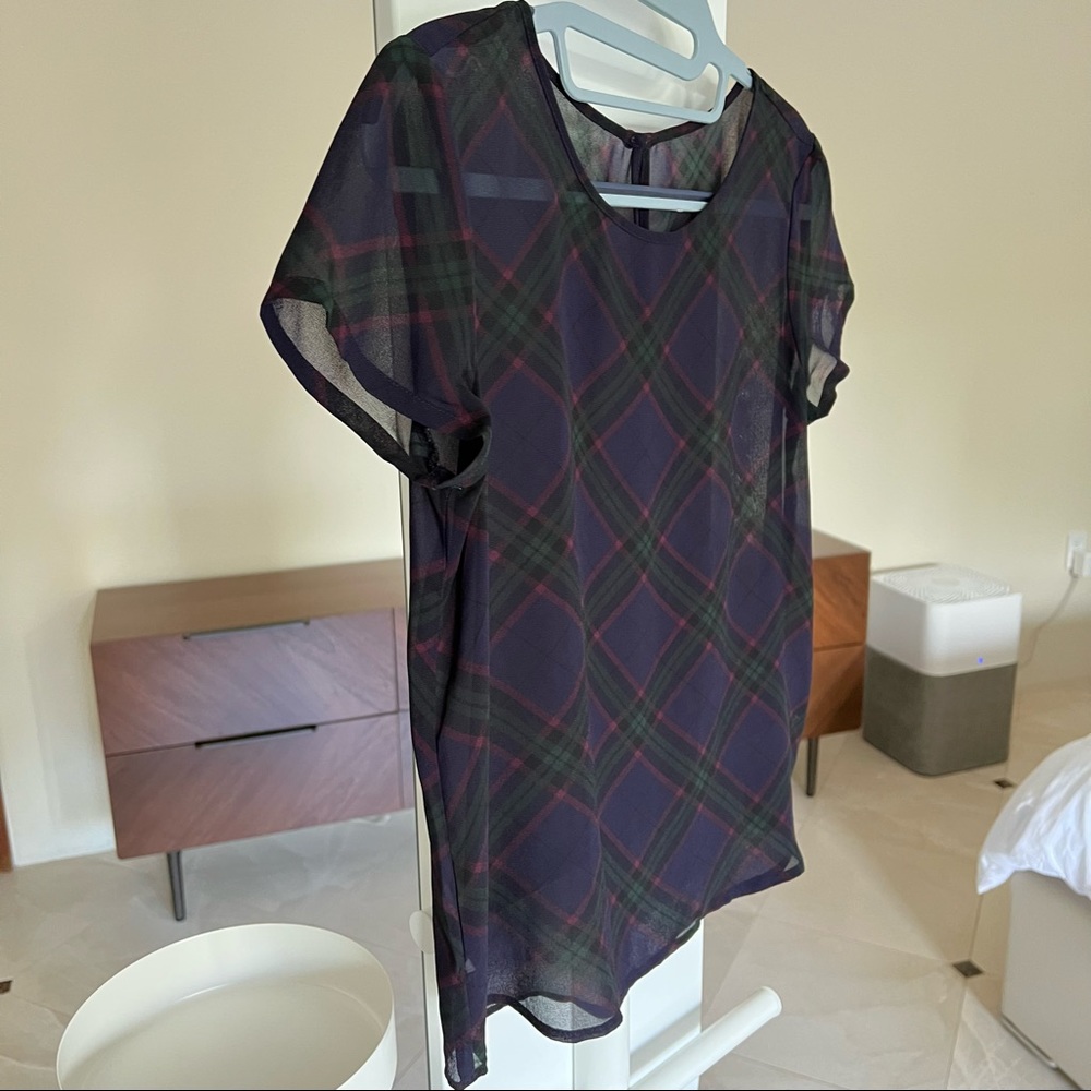 LOFT plaid blouse xs